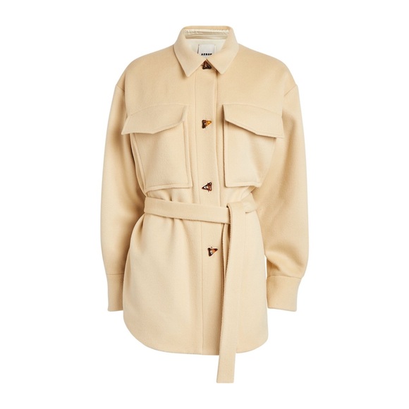 Aeron Richmond Wool Belted Shirt Jacket NWT 6 US / 38 EU Cream - Picture 9 of 11